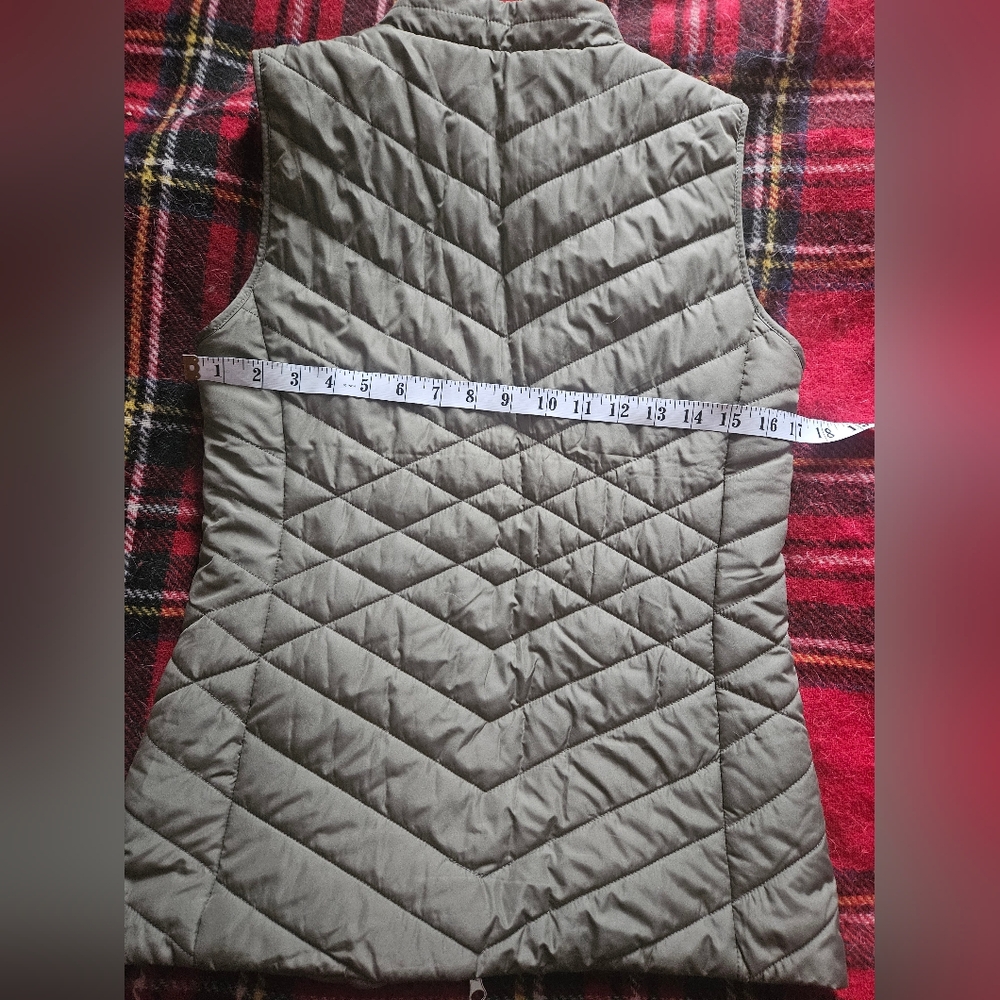 Olsen Olive Quilted Zip Front Puffer Vest - Picture 5 of 9